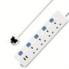 Available Stock of a 4-Way Extension Lead Featuring 2 USB Ports And Individual Switches for Each Socket