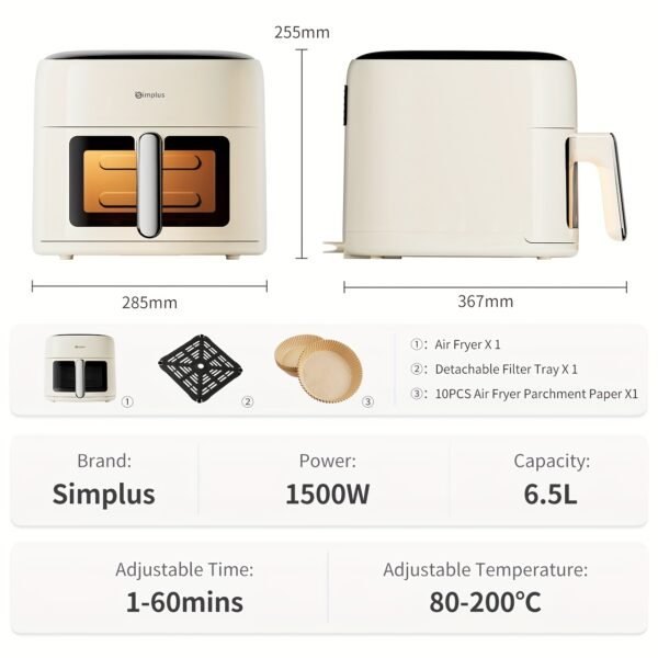 Compact Storage Air Fryer (Includes 10 Fryer Papers & Visual Window)