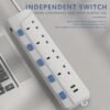 Available Stock of a 4-Way Extension Lead Featuring 2 USB Ports And Individual Switches for Each Socket