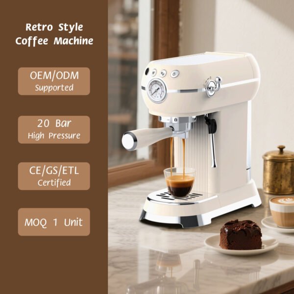 H6833ef32787d4438b0b73570da1db7694.jpg Pump Retro Style Espresso Machine (with Optional Capsule Portafilter)