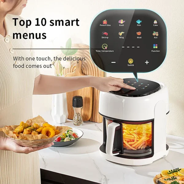 Sf8371a283071423c88563a2f926db77ca.webp Smart 4.5L Air Fryer (360° Convection, Visual Window)