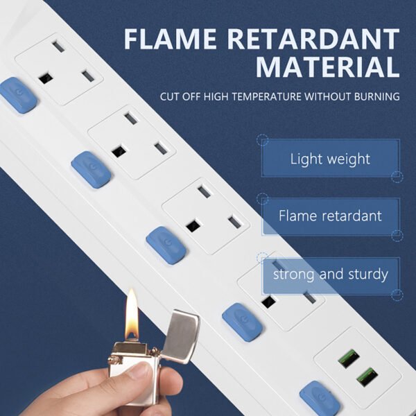 Available Stock of a 4-Way Extension Lead Featuring 2 USB Ports And Individual Switches for Each Socket
