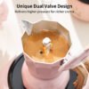 Bincoo Professional Pink/Black Dual Valve Moka Pot