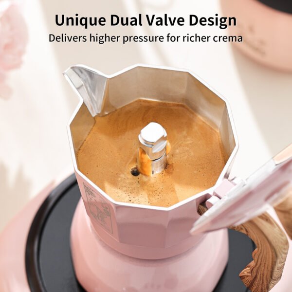 Bincoo Professional Pink/Black Dual Valve Moka Pot