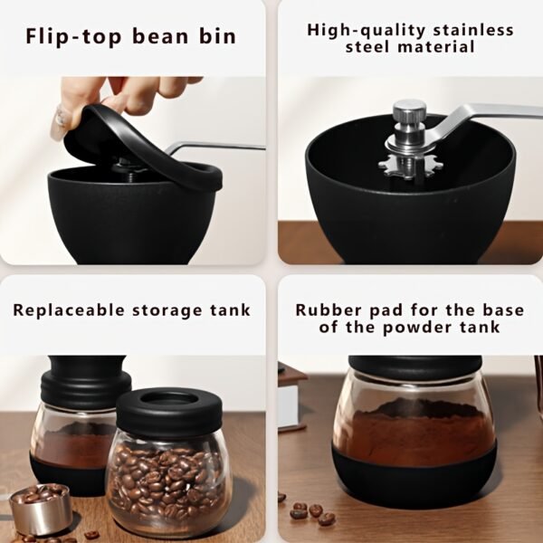 1pc Simple Black Practical Round Handheld Manual Coffee Grinder